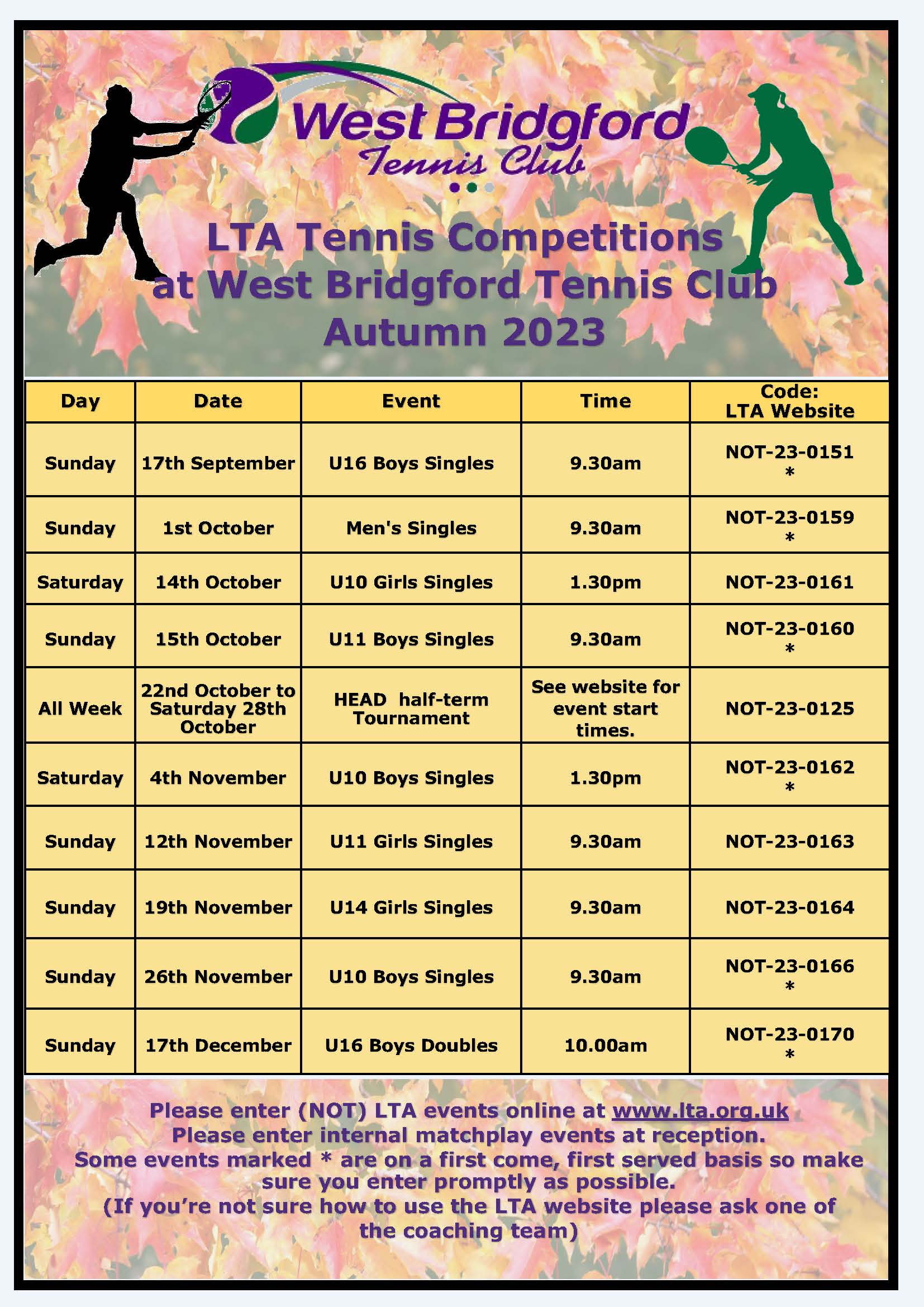 Autumn 2023 LTA Competitions