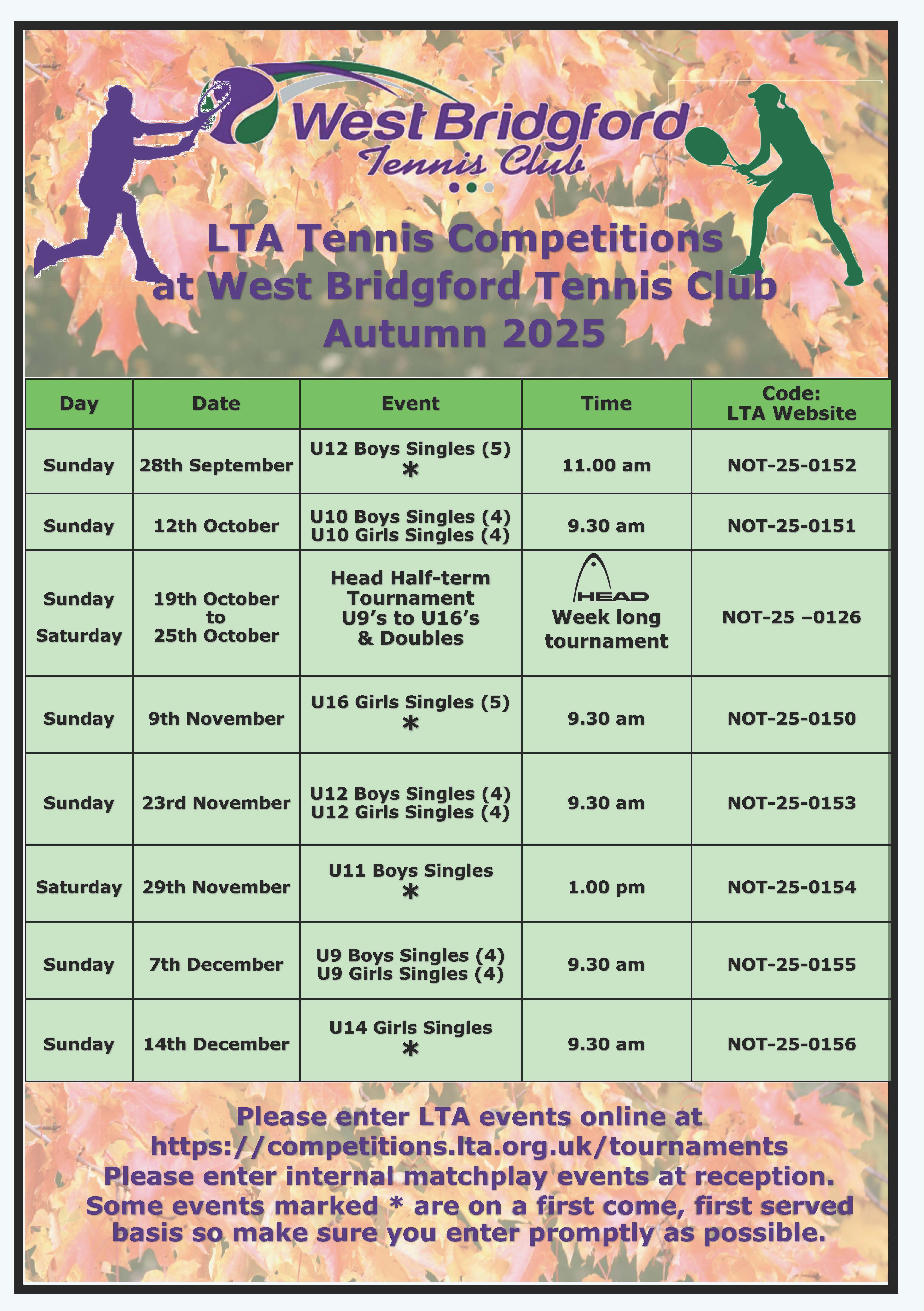 Matchplays & LTA Competitions