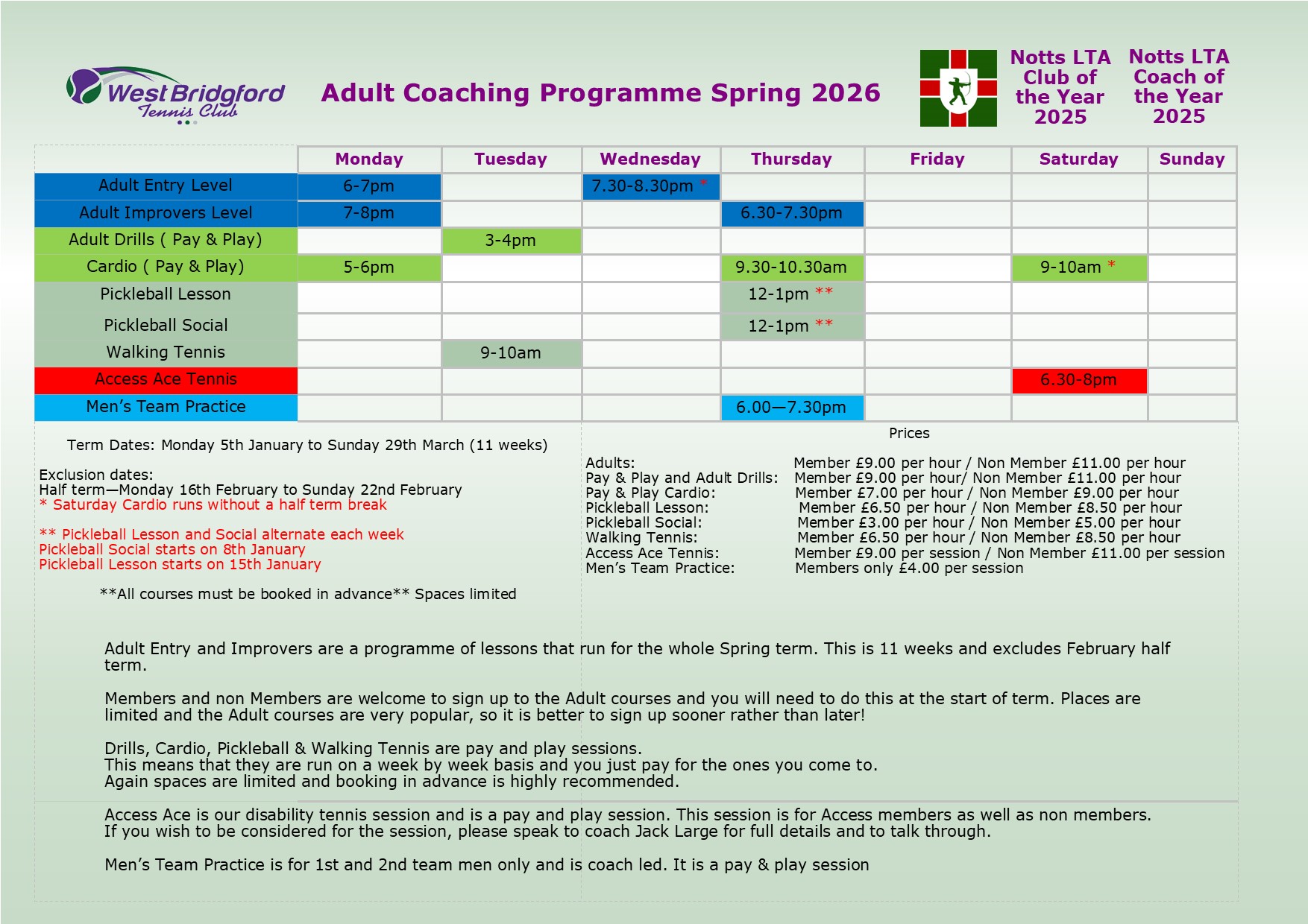 Pickleball & Walking Tennis